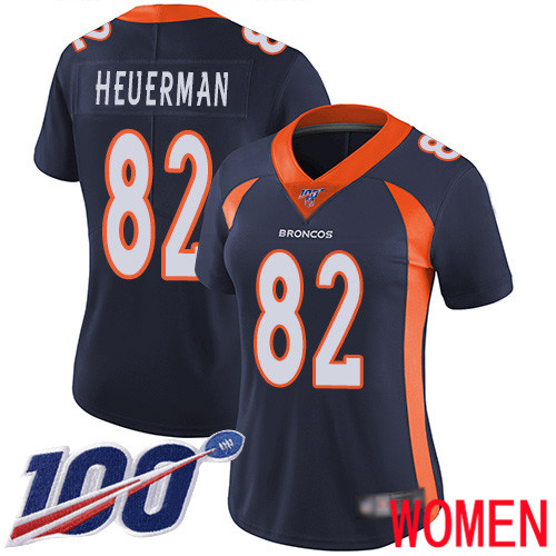Women Denver Broncos 82 Jeff Heuerman Navy Blue Alternate Vapor Untouchable Limited Player 100th Season Football NFL Jersey